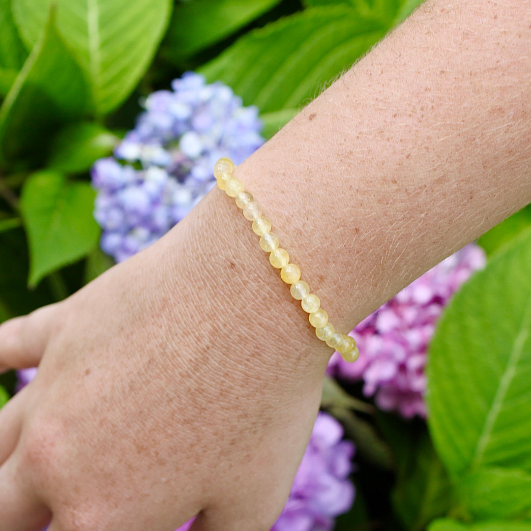 Citrine 4mm Gemstone Bracelet on a wrist