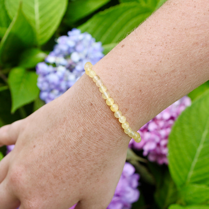 Citrine 4mm Gemstone Bracelet on a wrist