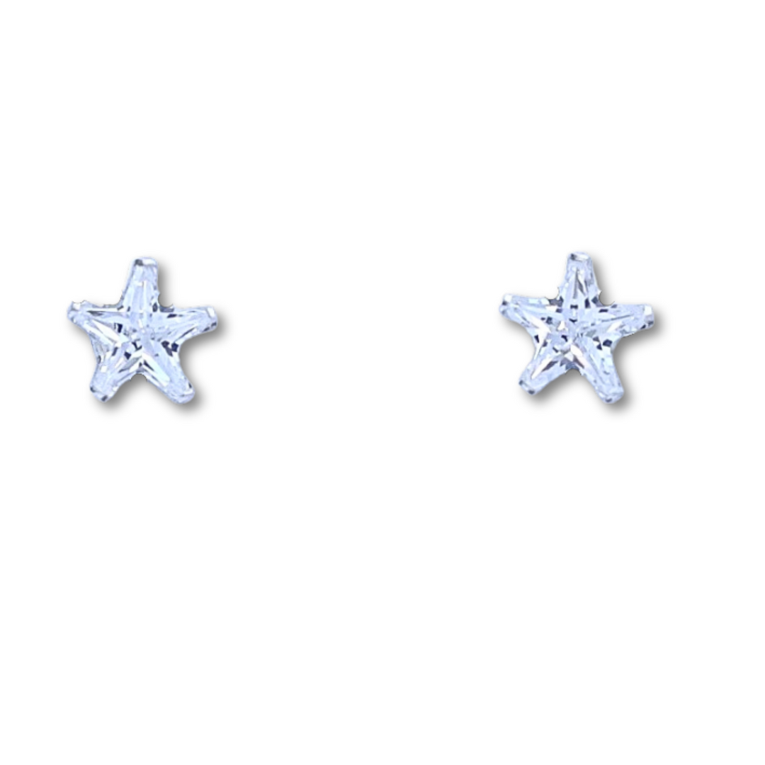  Clear CZ Star Stud Earrings 