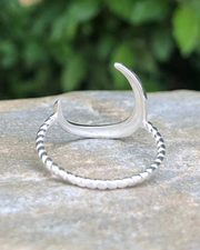 Sterling Silver Crescent Moon Ring with Rope Band