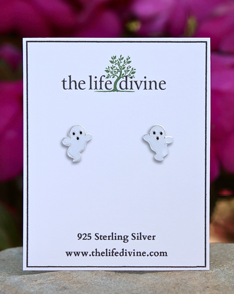 Sterling Silver Ghost Stud Earrings