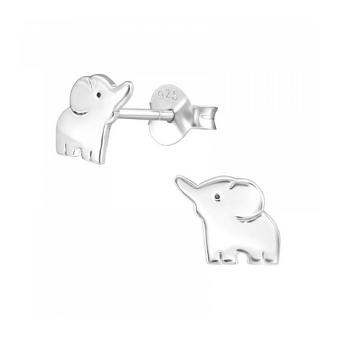 Sterling Silver Small Elephant Stud Earrings