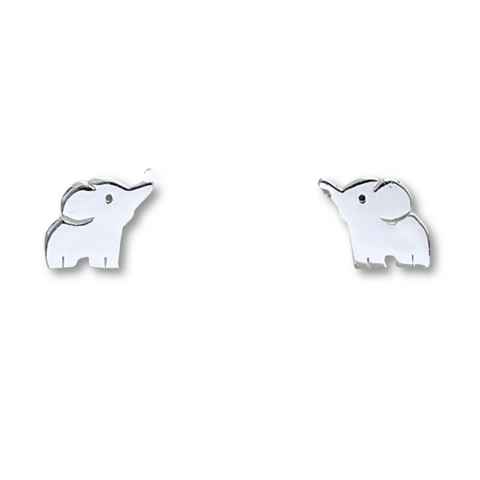 Sterling Silver Small Elephant Stud Earrings