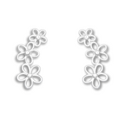 Sterling Silver Trail of Three Flowers Earrings