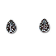 Sterling Silver Pine Trees with Moon Earrings