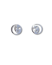 Sterling Silver Crescent Moon and Stars Stud Earrings