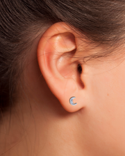 Sterling Silver Crescent Moon Stud Earrings