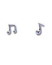 Sterling Silver Music Notes Stud Earrings