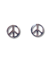 Sterling Silver Large Peace Sign Stud Earrings