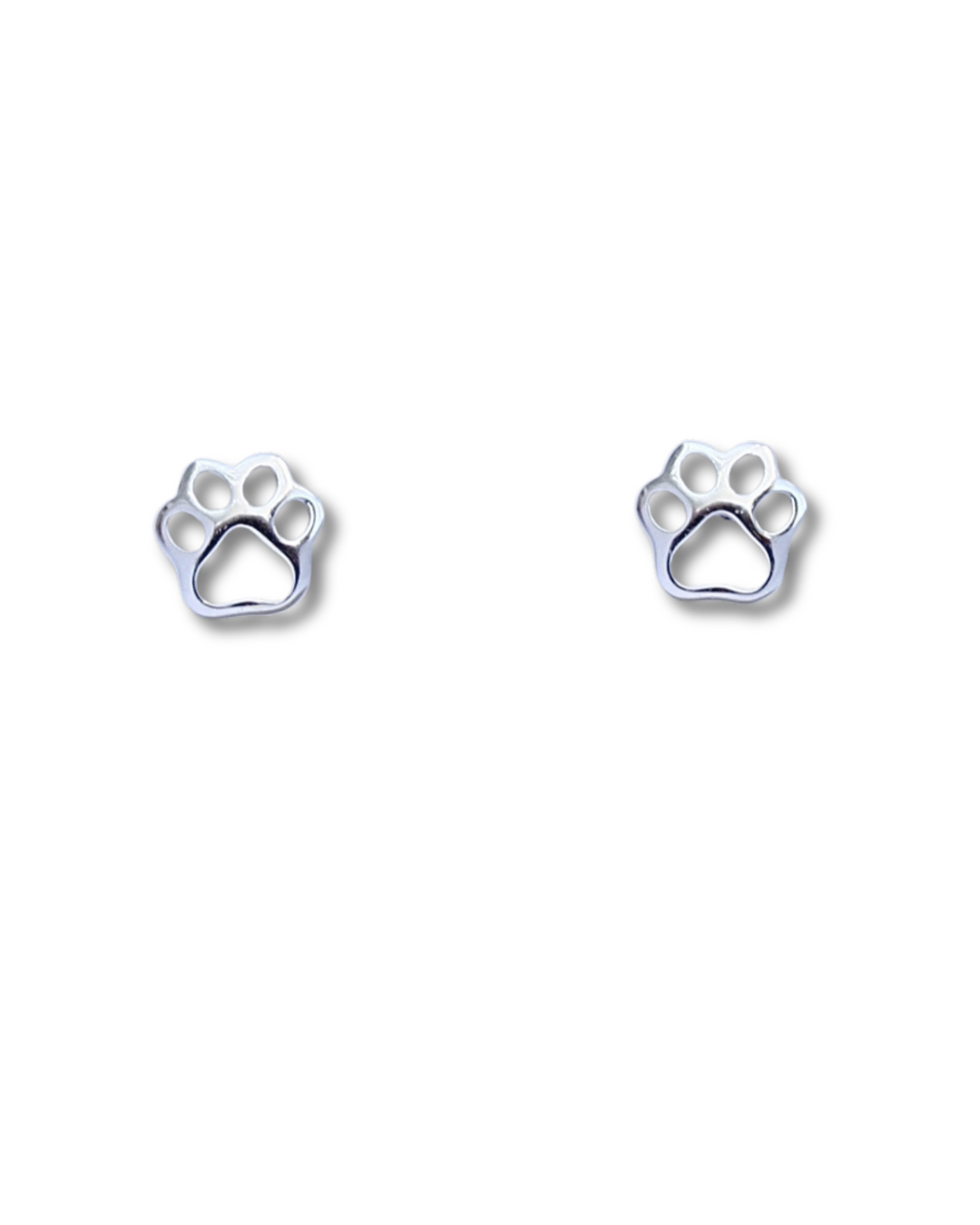 Paw Print Cutout Silver Earrings