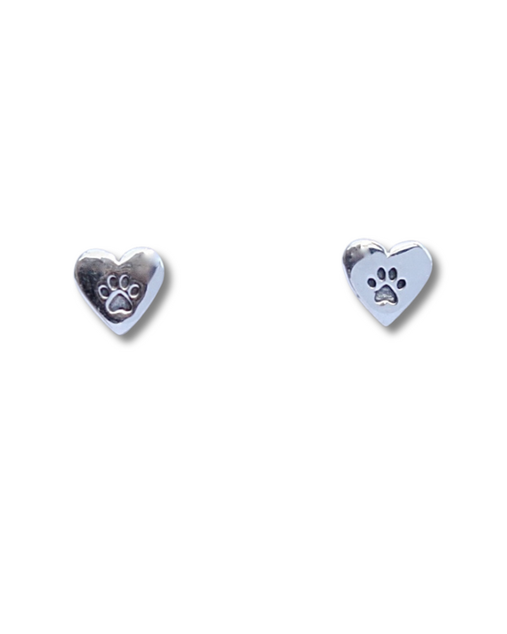 Paw Print With Heart silver Earrings