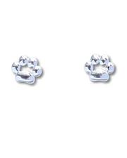 Sterling Silver Paw Print Stud Earrings