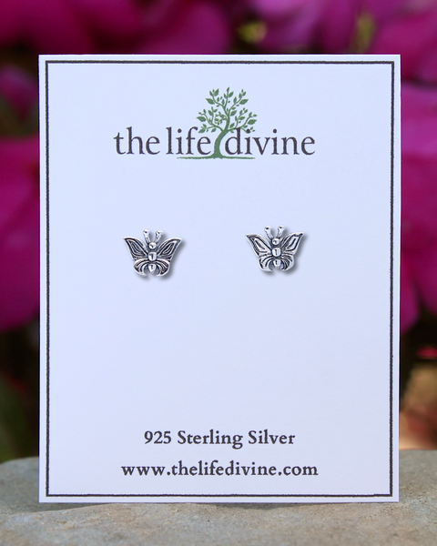 Sterling Silver Detailed Butterfly Stud Earrings