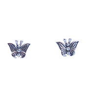 Sterling Silver Detailed Butterfly Stud Earrings