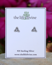 Sterling Silver Detailed Triquetra Stud Earrings
