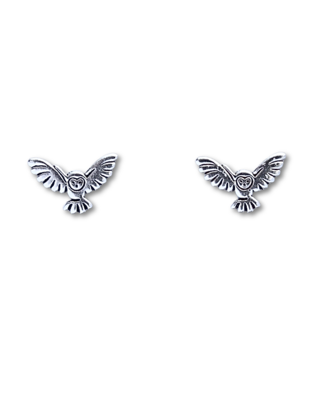 Owl in Flight Silver Earrings