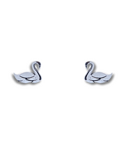 Sterling Silver Swan Stud Earrings