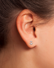Sterling Silver Helm and Anchor Stud Earrings