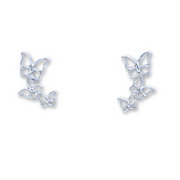 Sterling Silver Tiny Butterfly Ear Climber Earrings