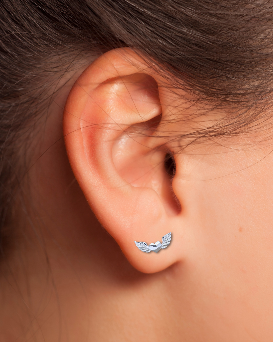 Winged Heart Silver Earrings