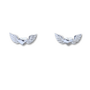 Sterling Silver Tiny Winged Heart Stud Earrings
