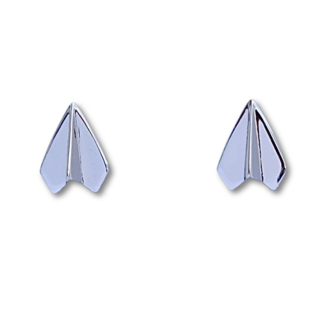 Paper Airplane Silver Earrings