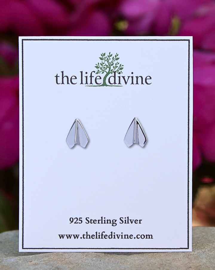 Paper Airplane Silver Earrings