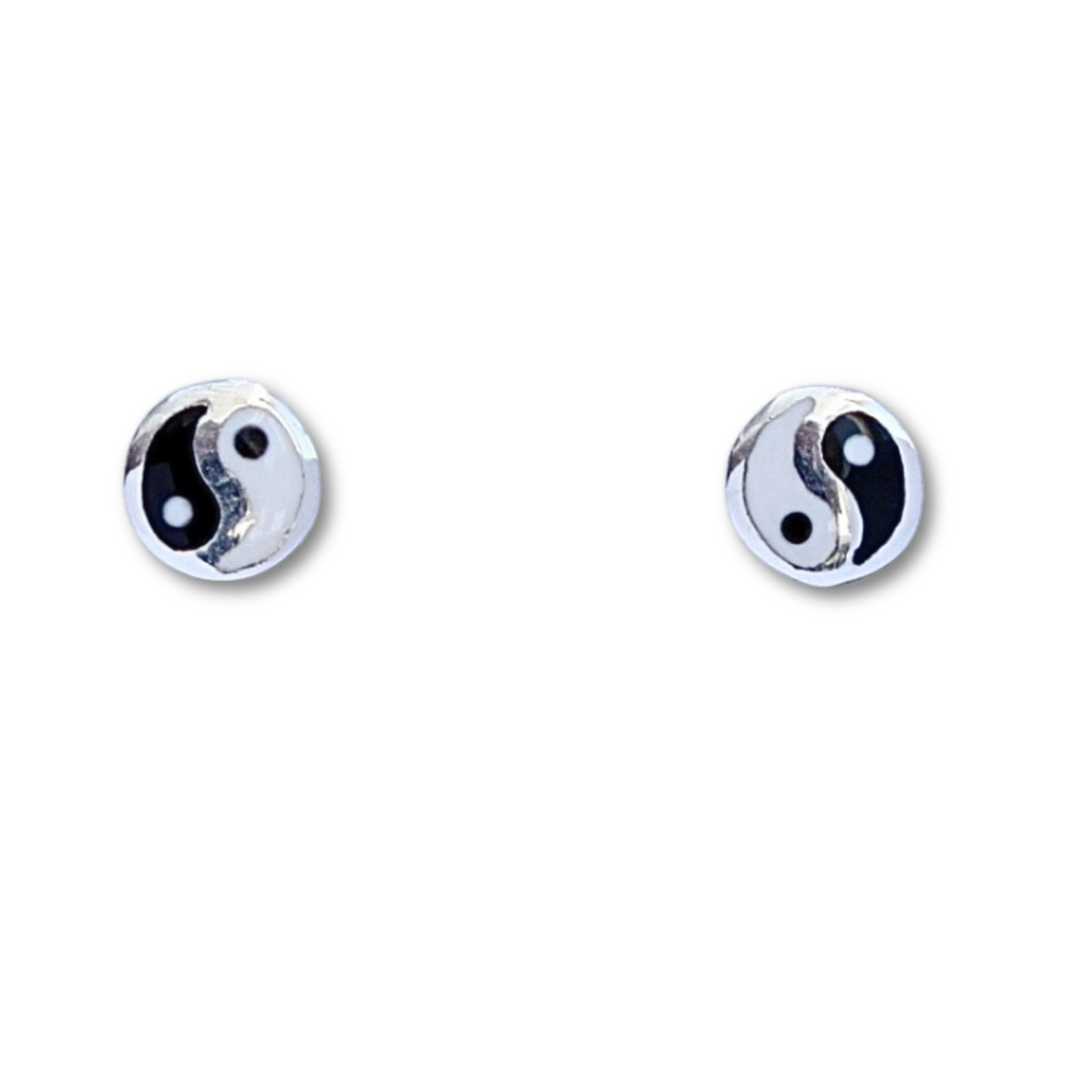 Yin Yang Silver Earrings