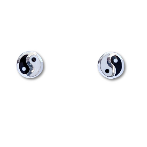 Sterling Silver Yin Yang Stud Earrings