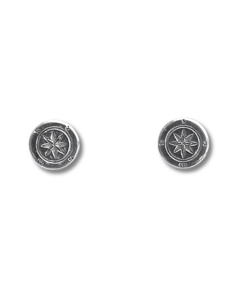Sterling Silver Compass Stud Earrings