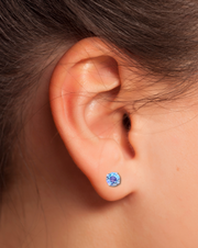 Sterling Silver Round Light Sapphire AB CZ Stud Earrings