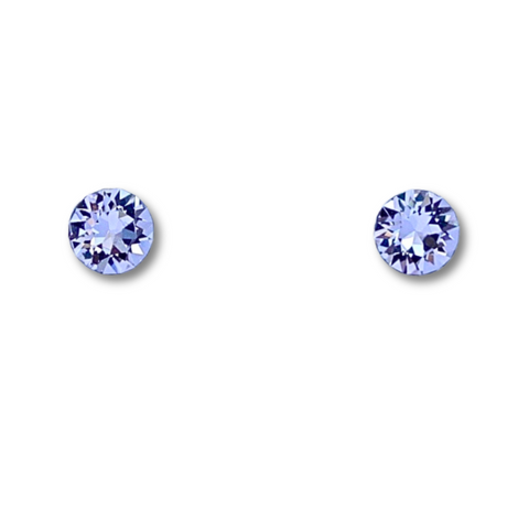 Sterling Silver Round Lilac CZ Stud Earrings