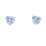 Sterling Silver Heart CZ Star Stud Earrings