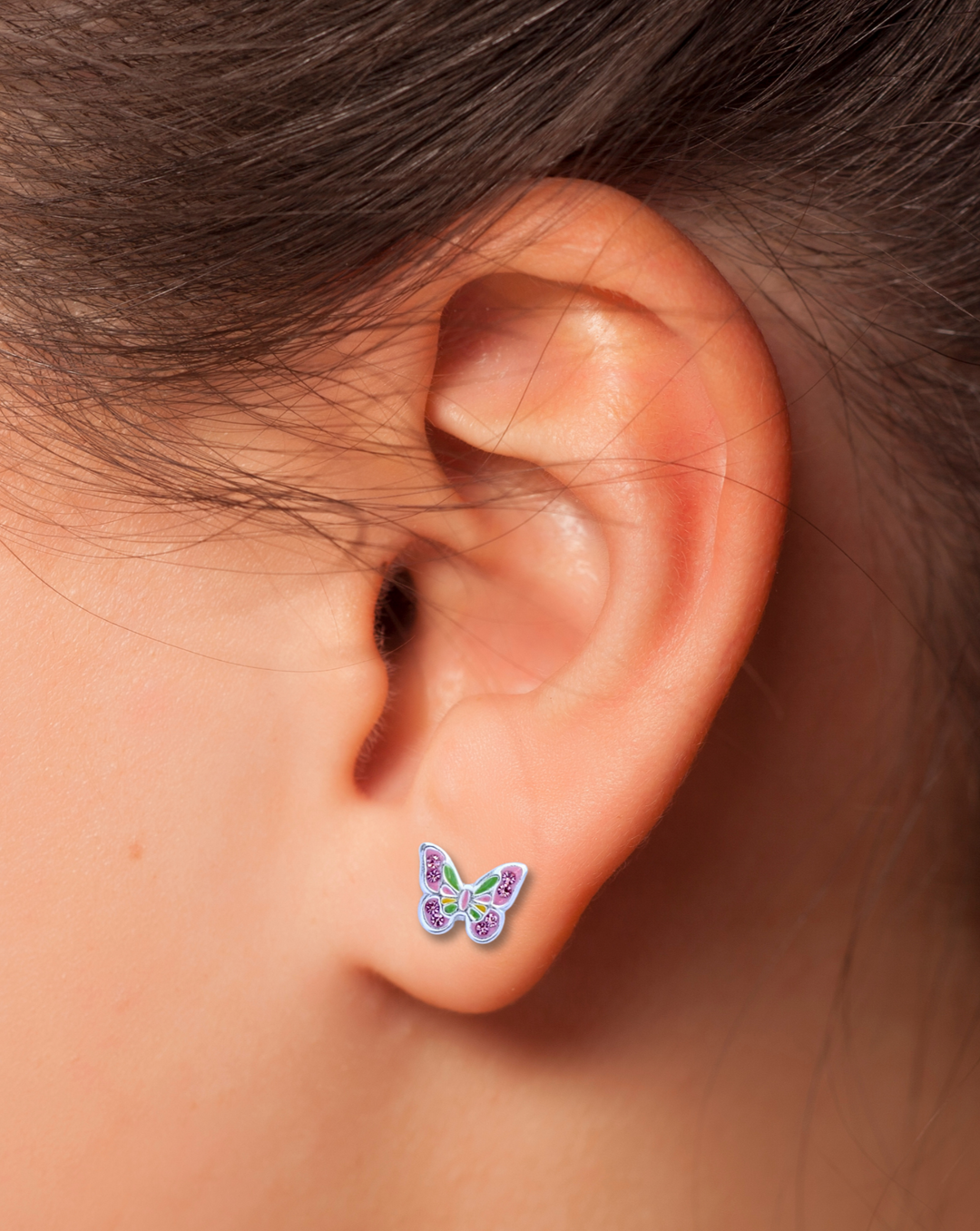 Colorful Butterfly Sterling Silver Earrings