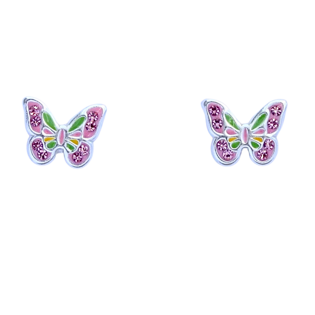 Colorful Butterfly Sterling Silver Earrings