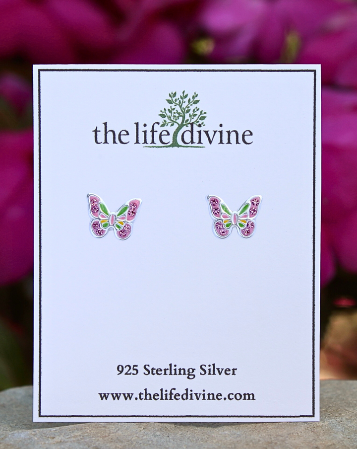 Colorful Butterfly Sterling Silver Earrings