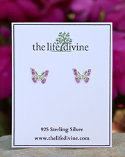 Sterling Silver Colorful Butterfly Earrings