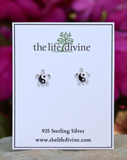 Sterling Silver Yin Yang Turtle Earrings
