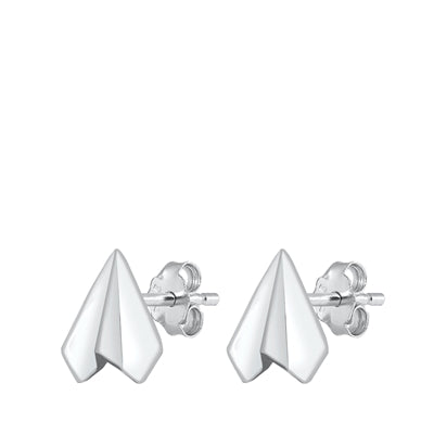 Paper Airplane Silver Earrings