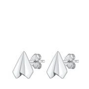 Sterling Silver Paper Airplane Stud Earrings