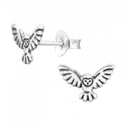 Sterling Silver Owl in Flight Stud Earrings