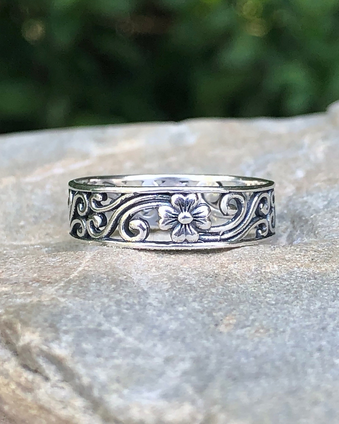 Sterling Silver Flower Filigree Band – The Life Divine