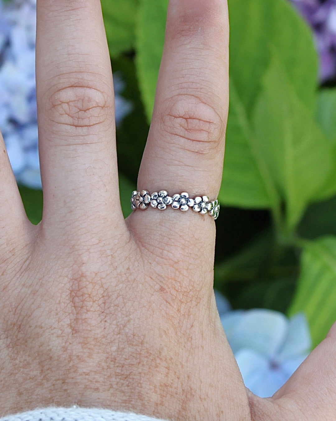 Sterling Silver Flower Infinity Band