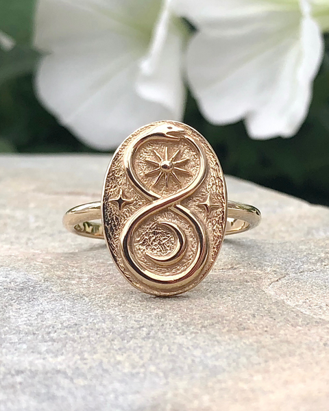 Bronze Infinity Serpent Ouroboros Ring