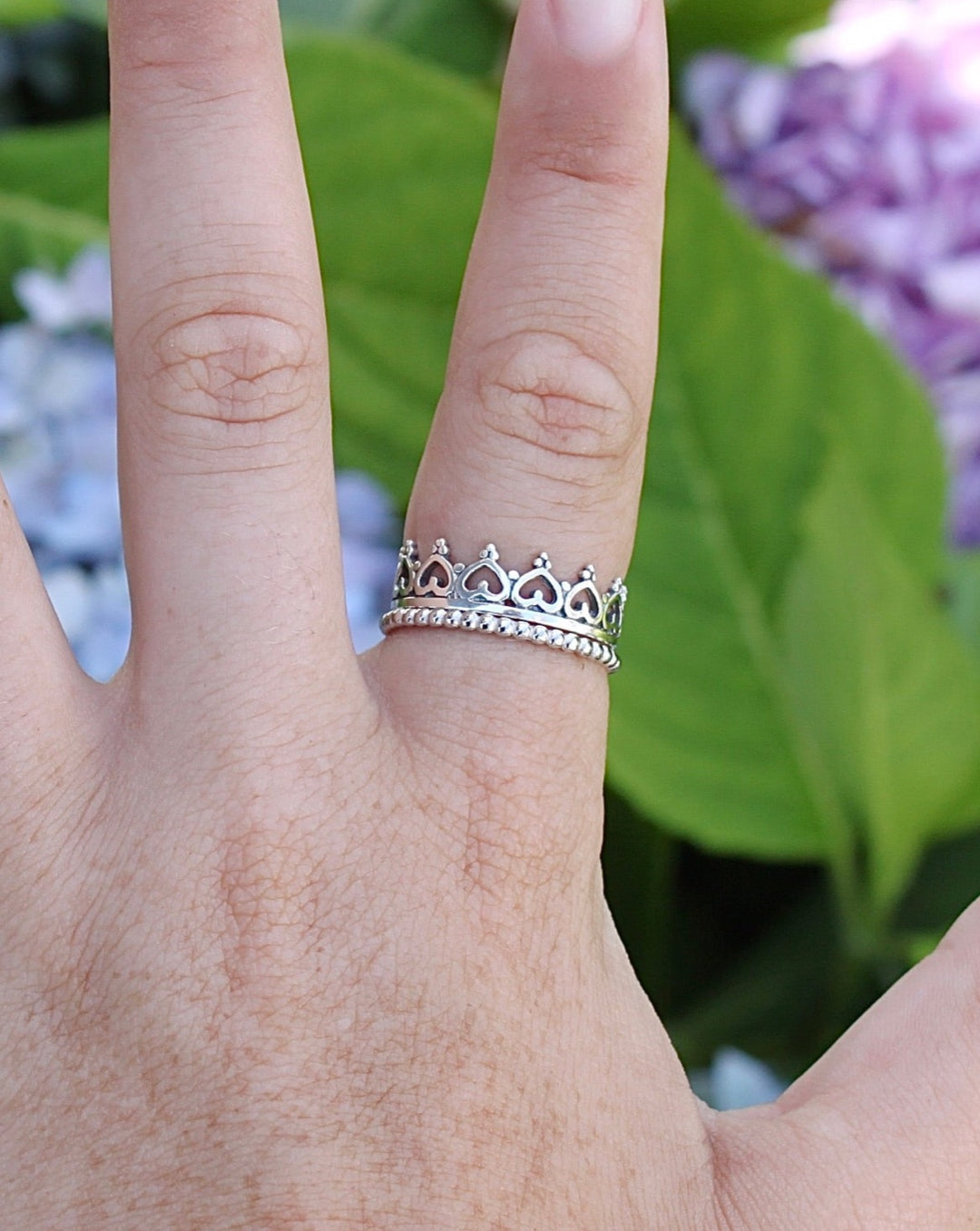 Sterling Silver Heart Crown Infinity Ring