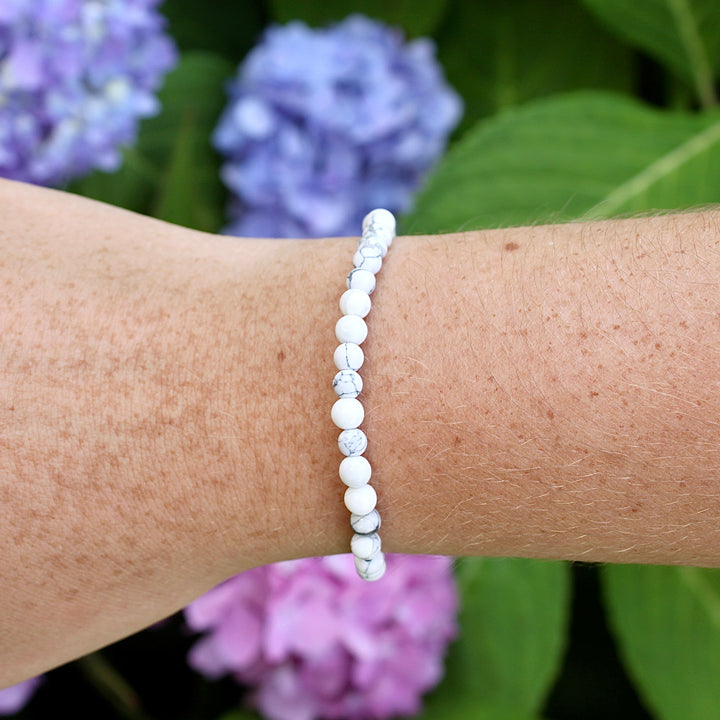 Children's Howlite 4mm Gemstone Bracelet on a Wrist