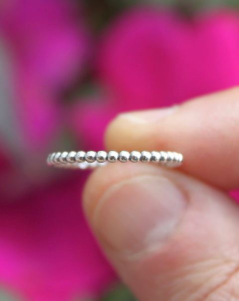 Sterling Silver Oxidized Tiny Bead Ring
