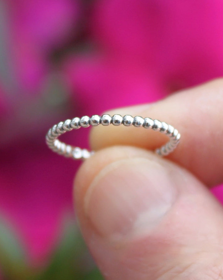 Sterling Silver Oxidized Tiny Bead Ring