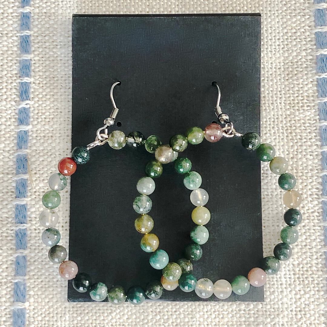 Indian Agate Gemstone Earrings on card