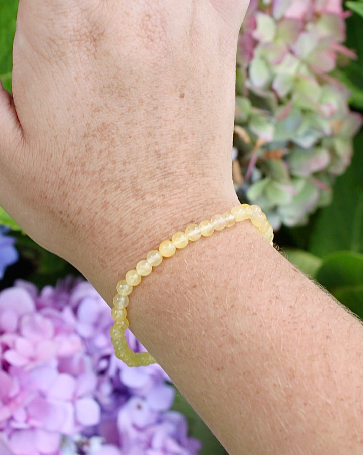 Children's Citrine 4mm Gemstone Bracelet on a Wrist